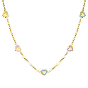 Fairyicons Collana, 5 Cuori, 42 cm, placcato oro