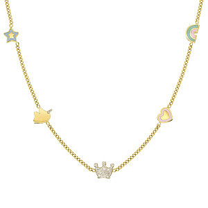 Fairyicons Collana, 5 Simboli, 42 cm, placcato oro