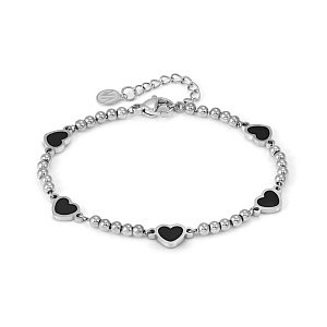 Emosfere Armband, 5 Herzen, schwarz, 19 cm