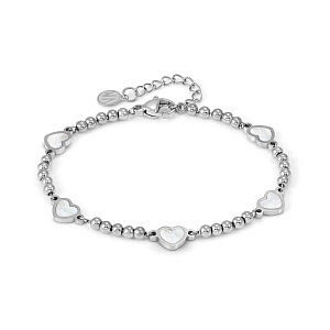 Emosfere Bracciale, 5 Cuori, bianco, 19 cm