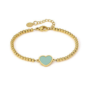 Emosfere Bracelet, Cœur, Vert, 18 cm, plaqué or