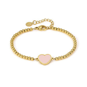 Emosfere Bracelet, Cœur, Rose, 18 cm, plaqué or