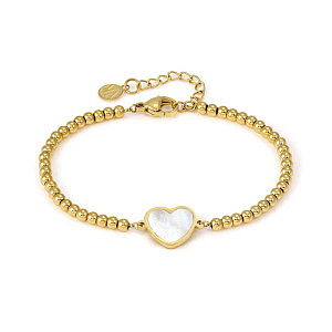 Emosfere Armband, Herz, weiss, 18 cm, vergoldet