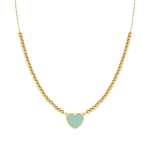 Emosfere Collana, Cuore, Verde, 42 cm, placcato oro