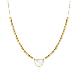 Emosfere Collana, Cuore, bianco, 42 cm, placcato oro