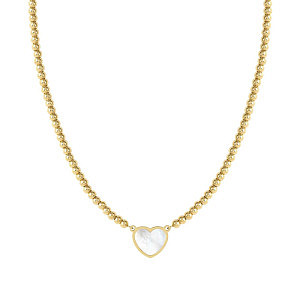 Emosfere Collier, Cœur, blanc, 42 cm, plaqué or