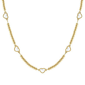 Emosfere Collana, 5 Cuori, bianco, 42 cm, placcato oro
