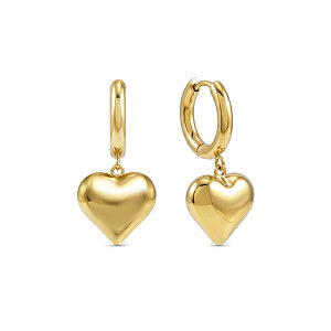 Wear&Style Boucle d'oreilles, Cœur, 3.5 cm, plaqué or