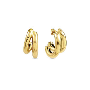 Wear&Style Boucles d'oreilles, Double brin, 1.2 x 2.2 cm, plaqué or