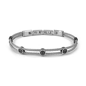 Sealover Bracciale, CZ nero, Cavetto, 21 cm