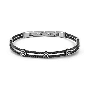 Sealover Bracciale, CZ nero, Cavetto, 21 cm, nero