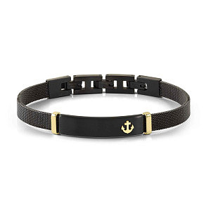 Sealover Bracelet, Ancre, or, Milano Mesh, 22.5 cm, noir