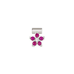 SeiMia Pendenti, Fiore, CZ rosso / bianco