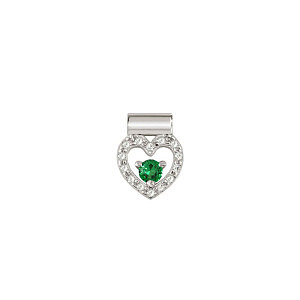 Seimia Pendenti, Cuore, CZ bianco, CZ verde