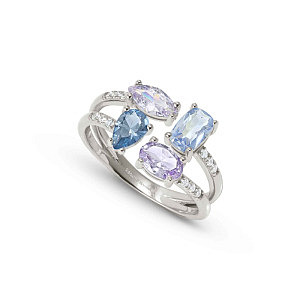 Colour Wave Aurora Bague, ZC bleu / violet / blanc, diverses tailles
