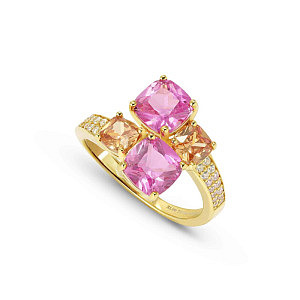 Colour Wave Aurora Anello, CZ rosa / giallo / bianco, varie misure