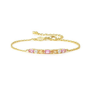 Colour Wave Aurora Bracciale, CZ rosa / giallo / bianco, 20 cm, placcato oro