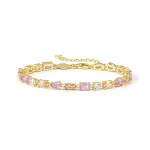 Colour Wave Aurora Bracciale, CZ rosa / giallo / bianco, 20 cm, placcato oro