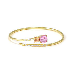 Colour Wave Aurora Bracciale, CZ rosa / giallo / bianco, Ø 6 cm, placcato oro