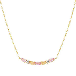 Colour Wave Aurora Collier, ZC rose / jaune / blanc, 44 cm, plaqué or