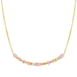 Colour Wave Aurora Collier, ZC rose / jaune / blanc, 46 cm, plaqué or