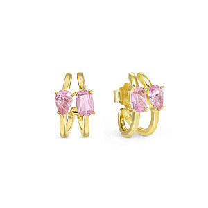 Colour Wave Aurora Ohrringe, CZ rosa, 1.2 cm, vergoldet