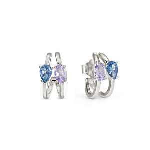 Colour Wave Aurora Orecchini, CZ blu / viola, 1.2 cm