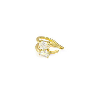 Colour Wave Aurora Earcuff, CZ bianco, 1.4 x 0.7 cm, placcato oro