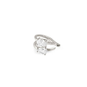 Colour Wave Aurora Earcuff, CZ weiss, 1.4 x 0.7 cm