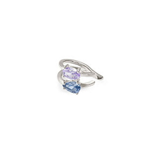 Colour Wave Aurora Earcuff, CZ blau / lila, 1.4 x 0.7 cm