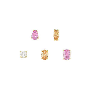 Colour Wave Aurora Boucles d'oreilles, ZC rose / jaune / blanc, Set de 5 motifs, plaqué or
