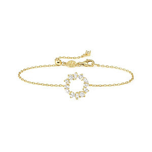 Colour Wave Mini Bracelet, Cercle, ZC blanc, 19 cm, plaqué or