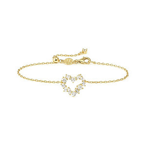 Colour Wave Mini Bracciale, Cuore, CZ bianco, 19 cm, placcato oro