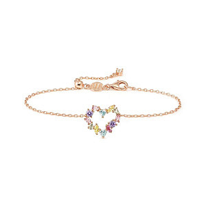 Colour Wave Mini Bracciale, Cuore, CZ mix, 19 cm, placcato oro rosa
