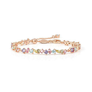 Colour Wave Mini Armband, CZ mix, 19 cm, rosévergoldet
