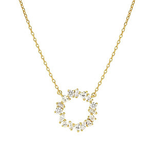 Colour Wave Mini Collier, Cercle, ZC blanc, 44 cm, plaqué or
