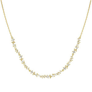 Colour Wave Mini Collier, ZC blanc, 44 cm, plaqué or