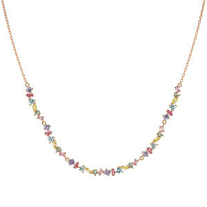 Colour Wave Mini Halskette, CZ mix, 44 cm, rosévergoldet