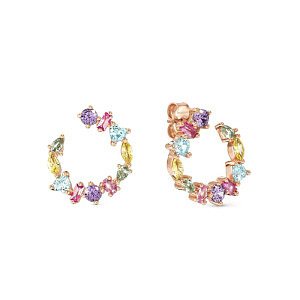 Colour Wave Mini Boucles d'oreilles, ZC mix, 1.6 x 1.6 cm, plaqué or rose