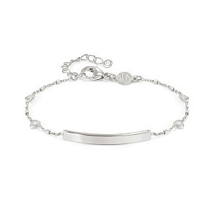 Messagi d'Amore Bracelet, Plaquette, Cœur, ZC blanc, 19 cm
