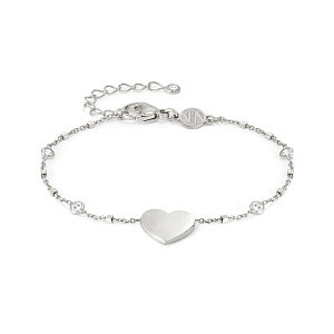 Messagi d'Amore Bracciale, Cuore, Cerchio, CZ bianco, 19 cm