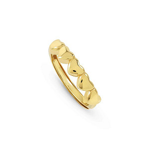 Armonica Anello, 5 Cuori, One Size: 11 - 17, placcato oro