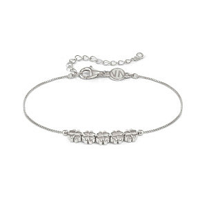 Armonica Armband, 5 Kleeblätter, CZ weiss, 19 cm