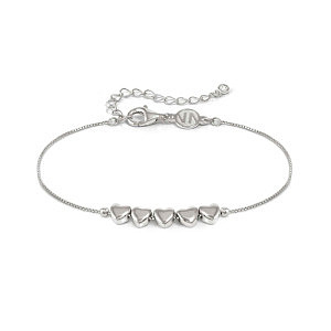 Armonica Bracciale, 5 Cuori, CZ bianco, 19 cm