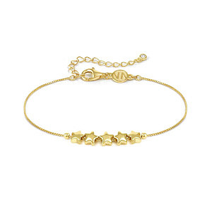 Armonica Bracelet, 5 Étoiles, ZC blanc, 19 cm, plaqué or