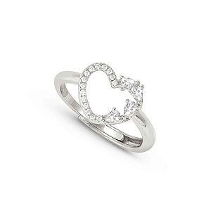 Shine Me Up Ring, Herz, CZ weiss, One Size: 11 - 17