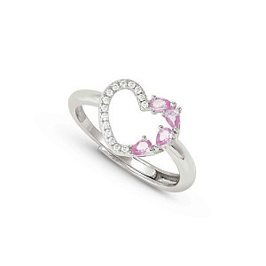 Shine Me Up Anello, Cuore, CZ bianco / rosa, One Size: 11 - 17