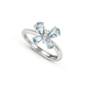 Shine Me Up Anello, Farfalla, CZ bianco / celeste, One Size: 11 - 17