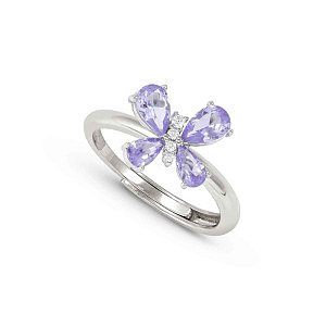 Shine Me Up Anello, Farfalla, CZ bianco / viola, One Size: 11 - 17