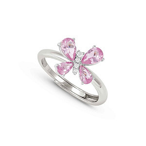 Shine Me Up Bague, Papillon, ZC blanc / rose, One Size: 11 - 17